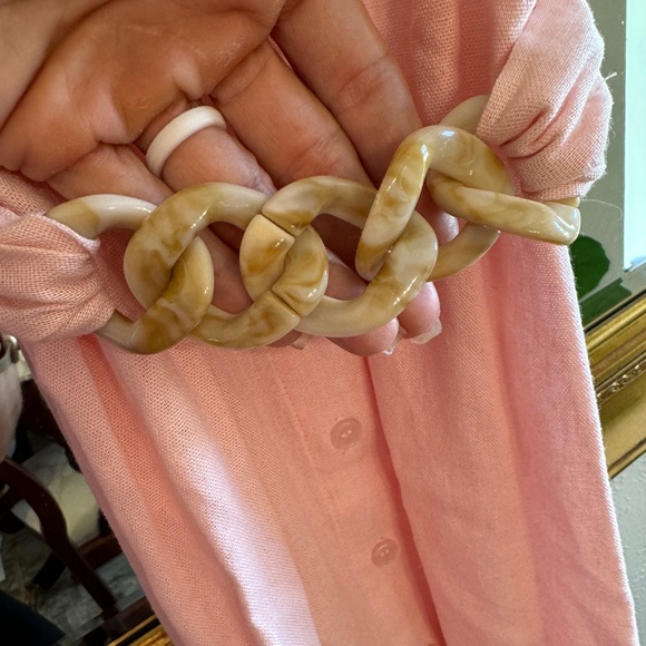 NWOT- Eloquii pink linen blend shirt dress - Picture 3 of 4